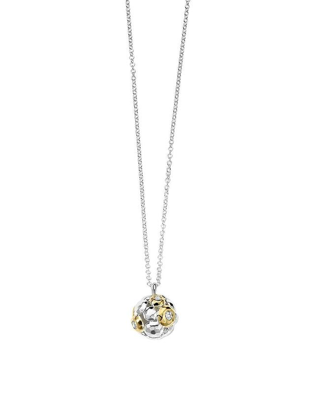 Womens Chimera Sterling Silver, 18K Yellow Gold, & Diamond Small Cluster Pendant Necklace Product Image