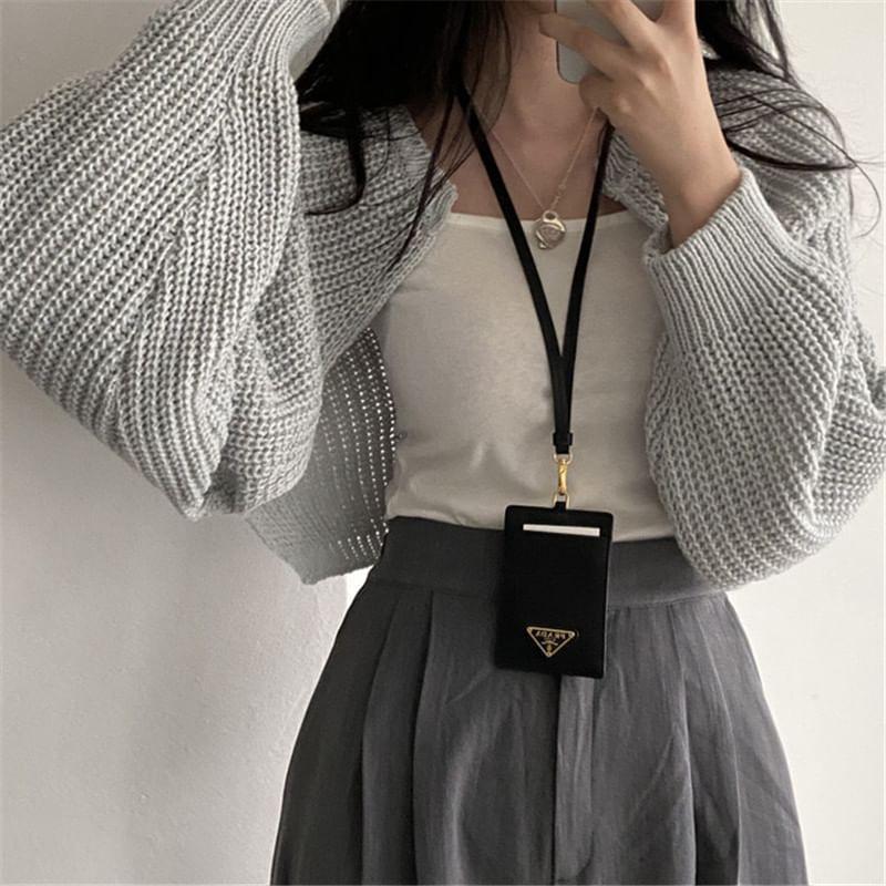 Plain Chunky Knit Open Front Crop Cardigan Product Image