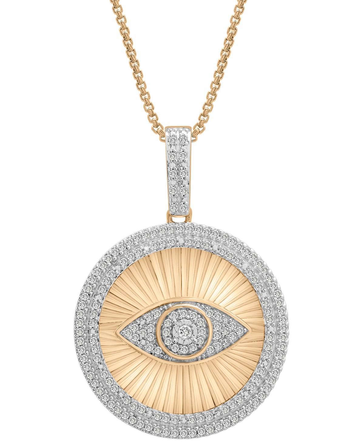 Mens Diamond Evil Eye 22 Pendant Necklace (1/2 ct. t.w.) in 14k Gold-Plated Sterling Silver Product Image