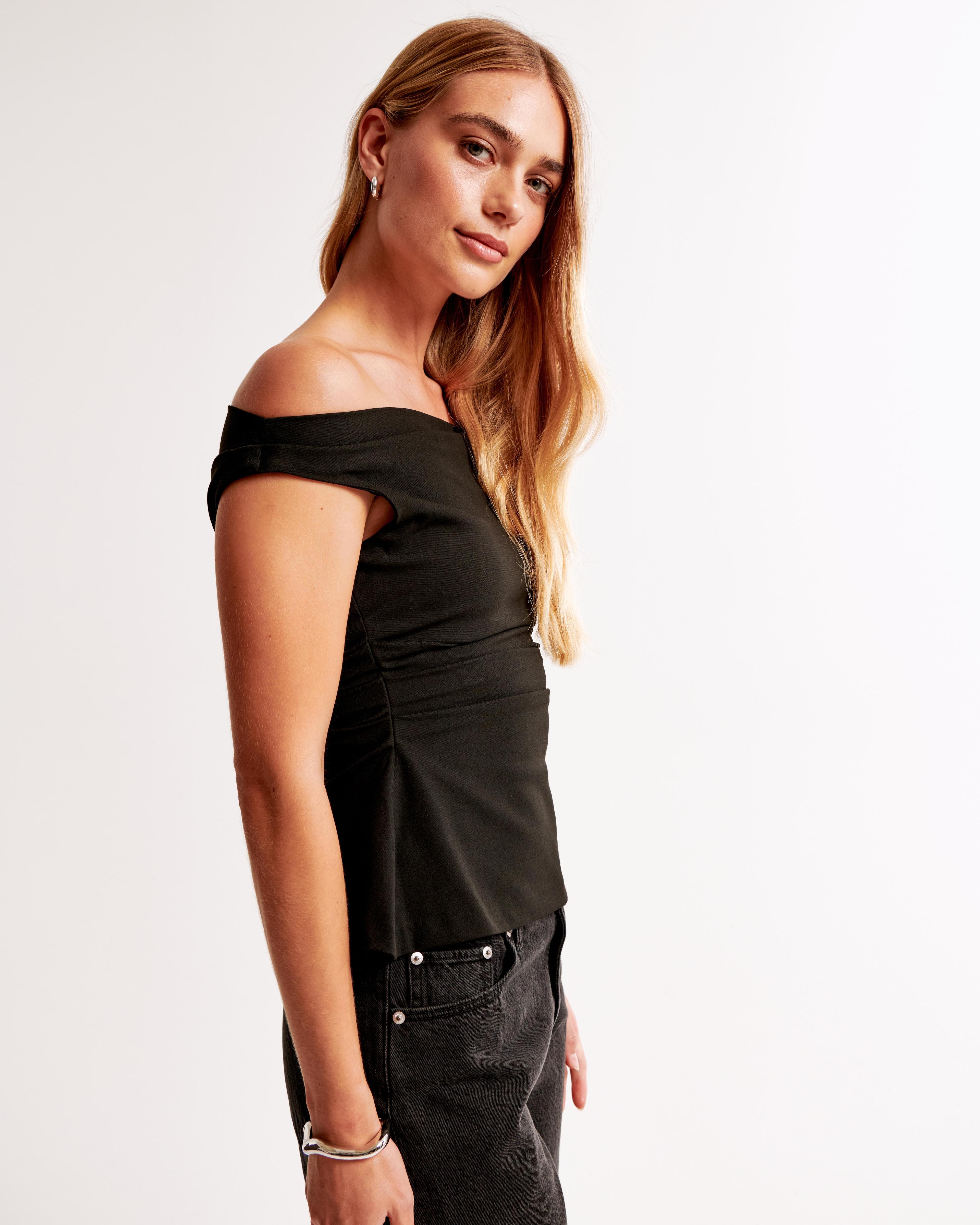 Off-The-Shoulder Tailored Drapey Top Product Image