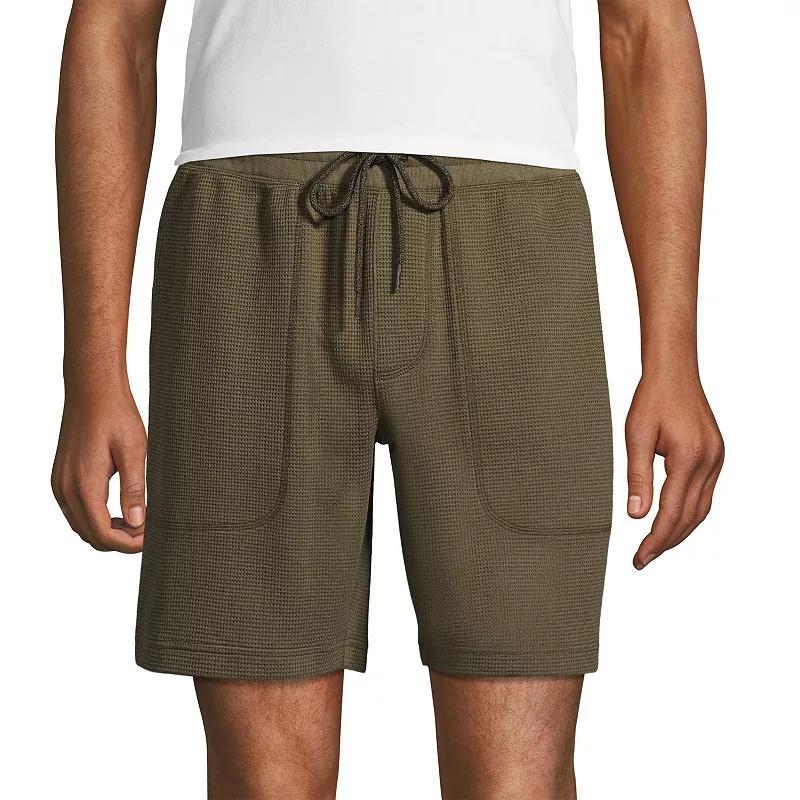 Big & Tall Lands End Waffle Pajama Shorts, Mens Green Moss Product Image