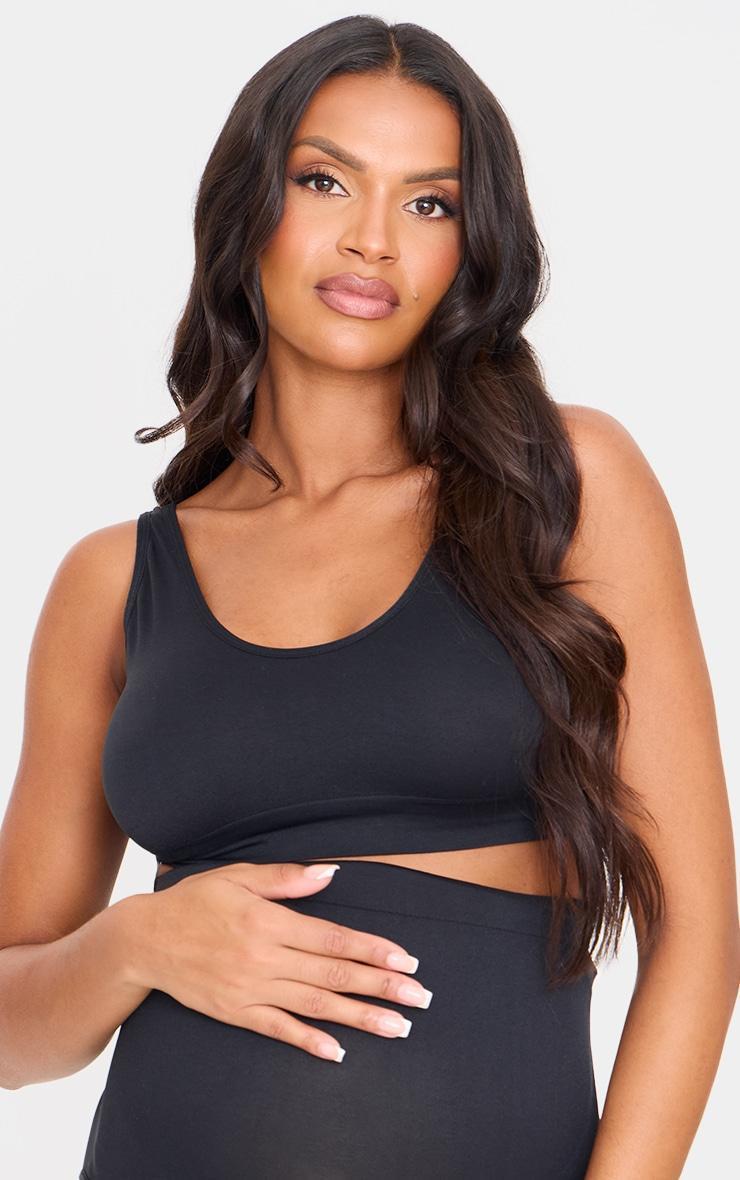  Maternity Black Seamless Scoop Neck Bralette Product Image