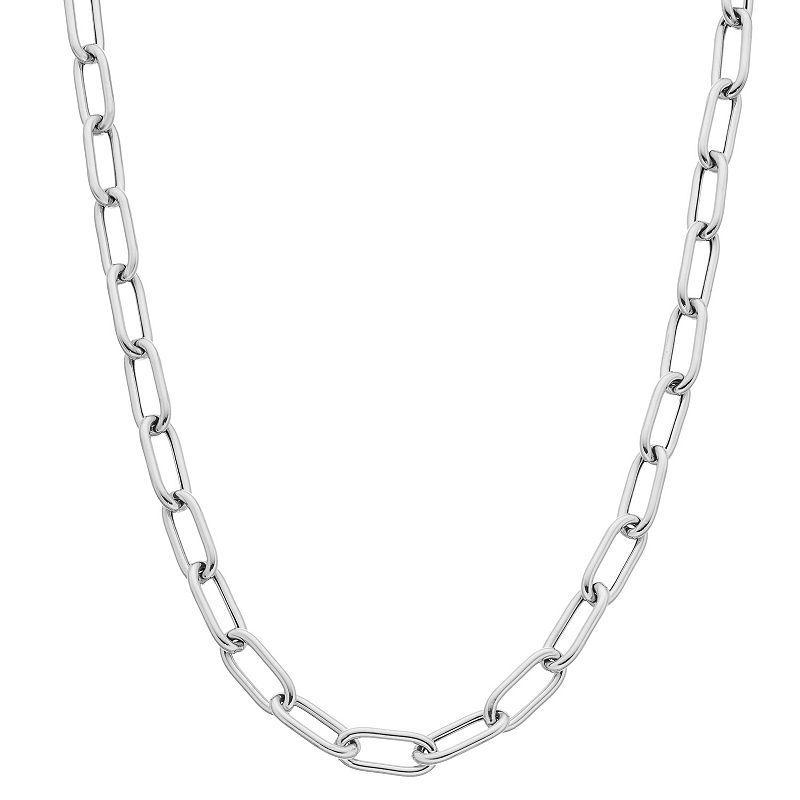 Sterling Silver Paper Clip Chain Necklace, Womens Product Image