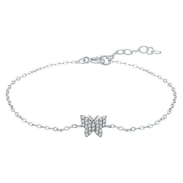 Giani Bernini Cubic Zirconia Butterfly Ankle Bracelet Created for Macys - Sterling Silver Product Image