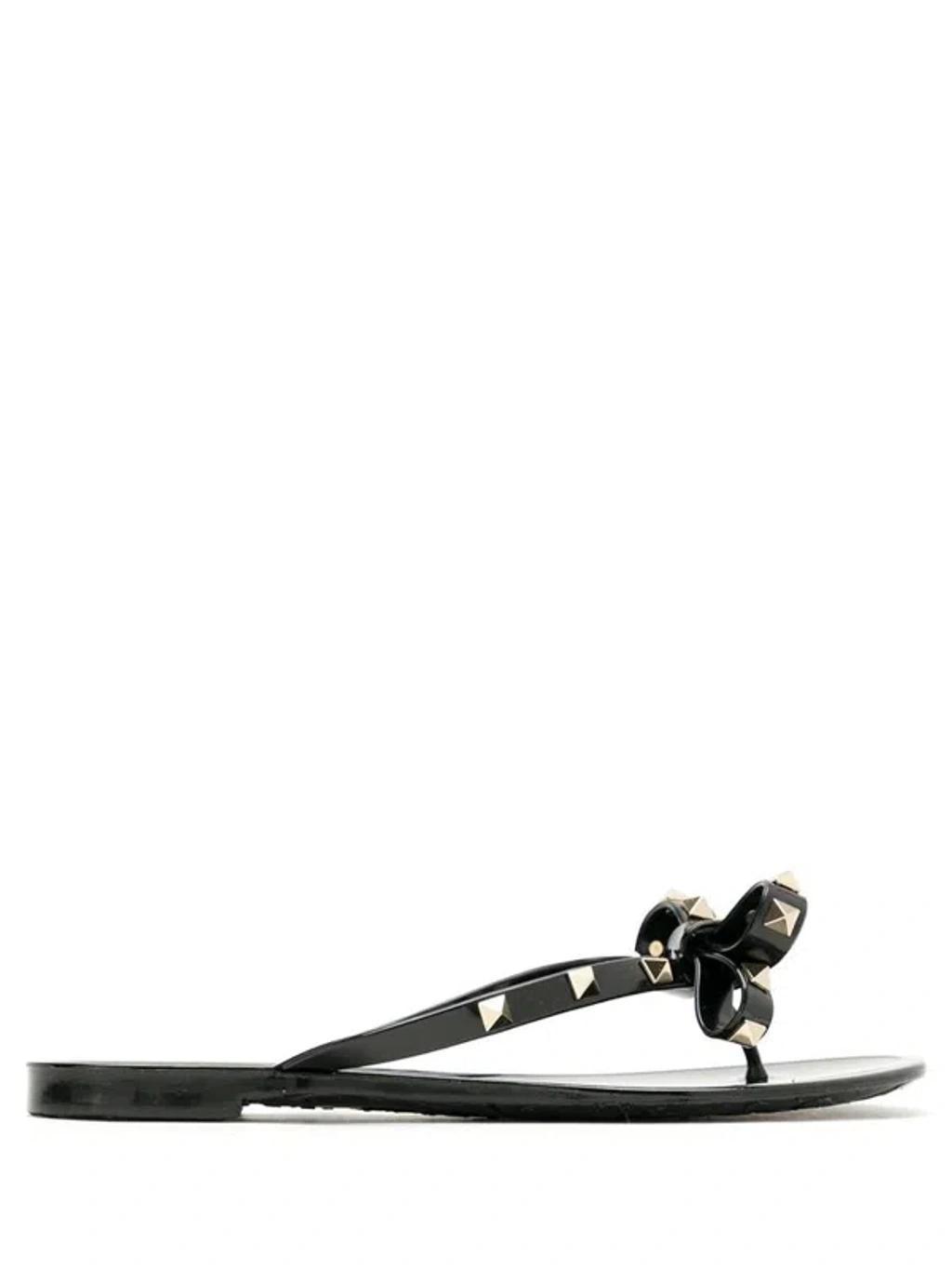 VALENTINO GARAVANI Black Rockstud Rubber Sandals Product Image