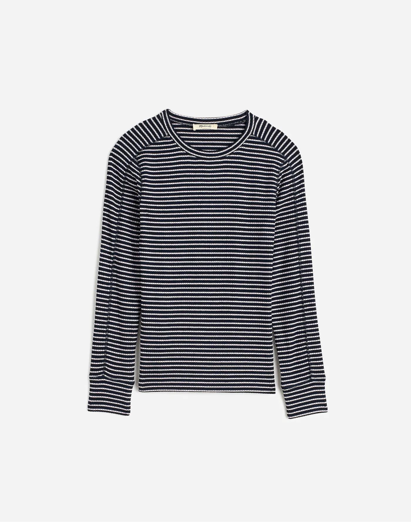 Ribbed Crewneck Long-Sleeve Tee Product Image