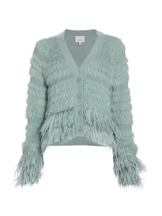 Womens Vida Feathered Wool-Blend Knit Cardigan Product Image