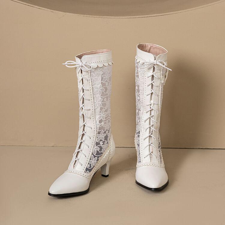 Block Heel Lace Short Boots product image