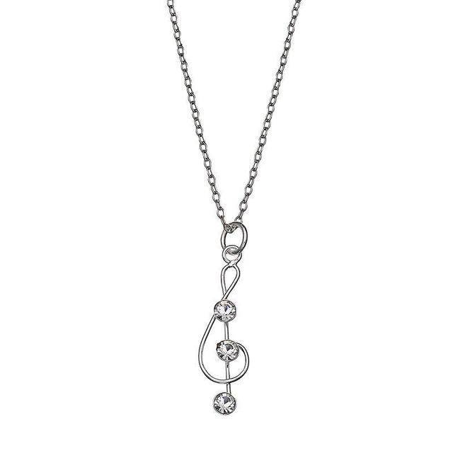 PRIMROSE Sterling Silver Cubic Zirconia Treble Clef Pendant Necklace, Womens Grey Product Image