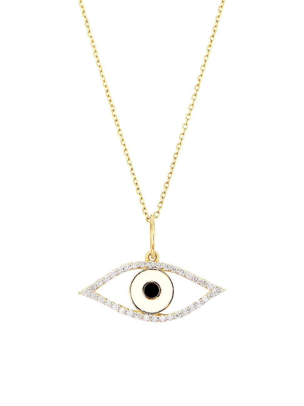 Womens Eye Of Protection 14K Yellow Gold, Enamel & Diamond Necklace Product Image