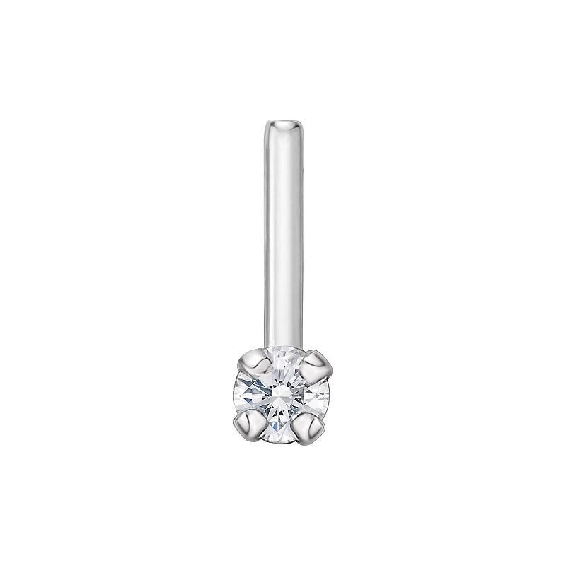 Lila Moon 14k Gold Lab-Grown Diamond Accent L-Shape Nose Stud, Womens, 14k White Gold Product Image