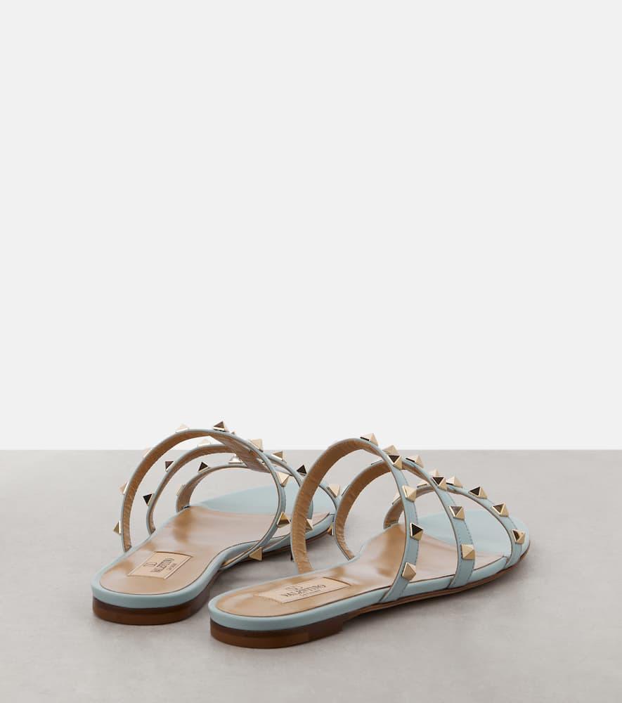 Valentino Rockstud Caged Leather Sandal In Blue Product Image