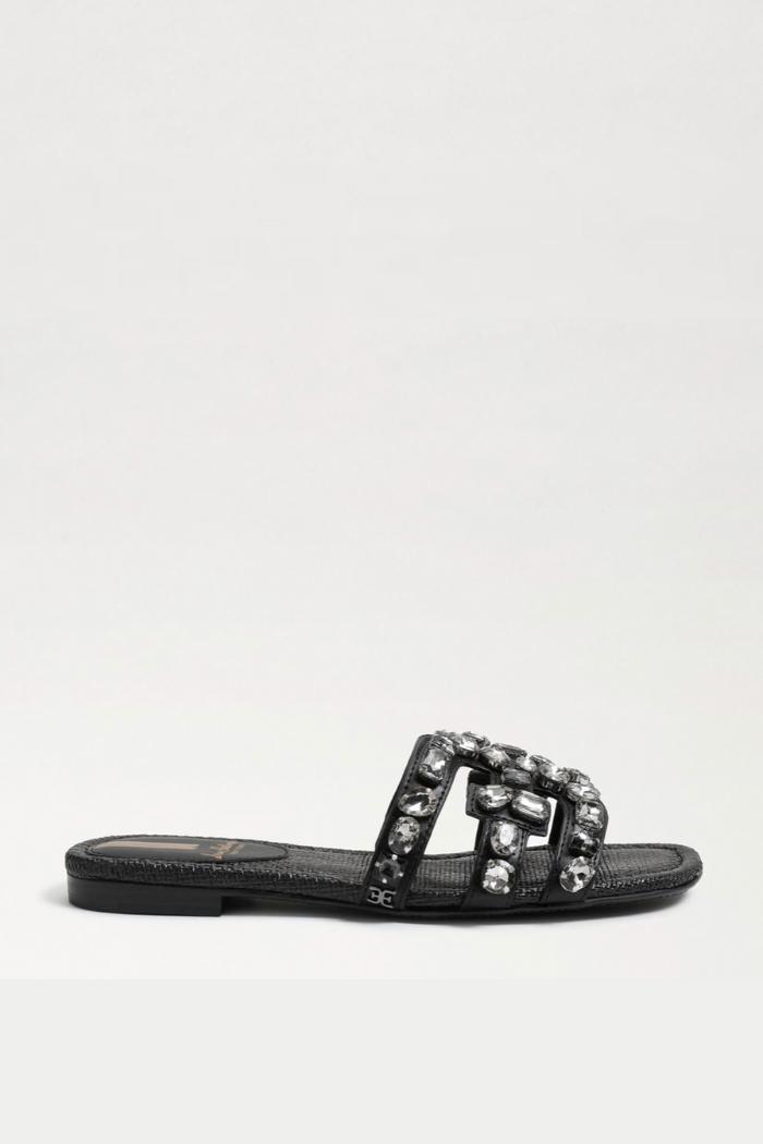 Bay Embellished Slide Sandal- Black Product Image