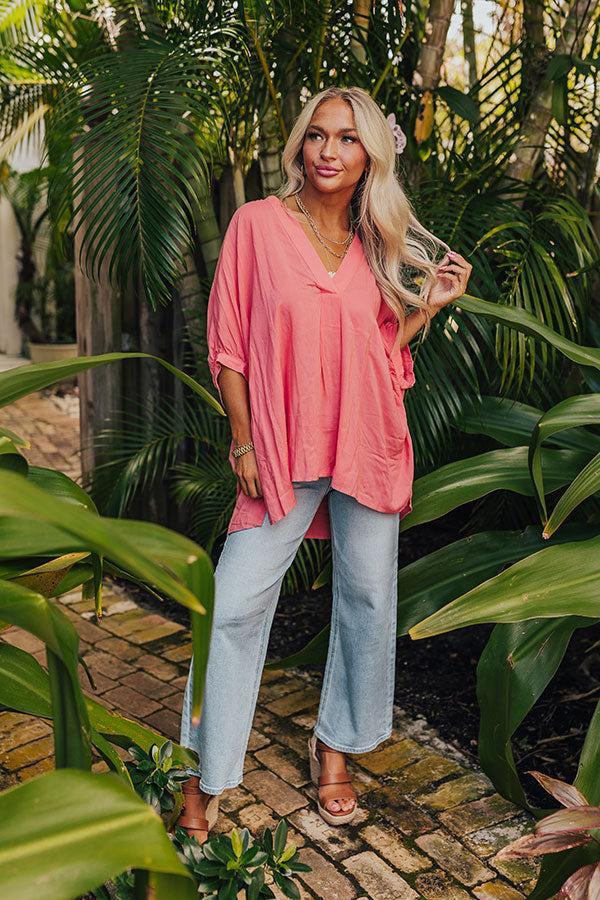 Sun-Kissed Sands Shift Top In Coral Product Image