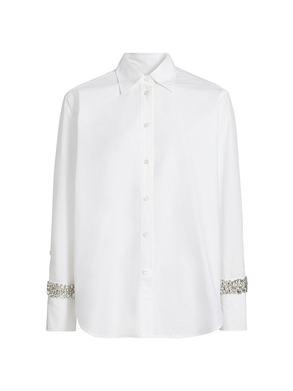 Womens Calvin Cotton Embellished-Cuff Shirt Product Image