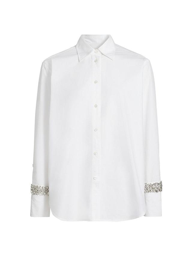 Womens Calvin Cotton Embellished-Cuff Shirt Product Image