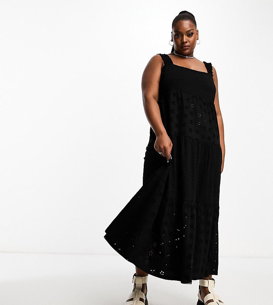 ASOS DESIGN Curve square neck broderie tiered maxi dress Product Image