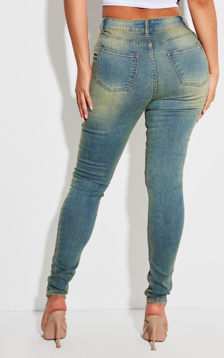 Shape Indigo Blue Wash Panel Detail Skinny Jeans Product Image