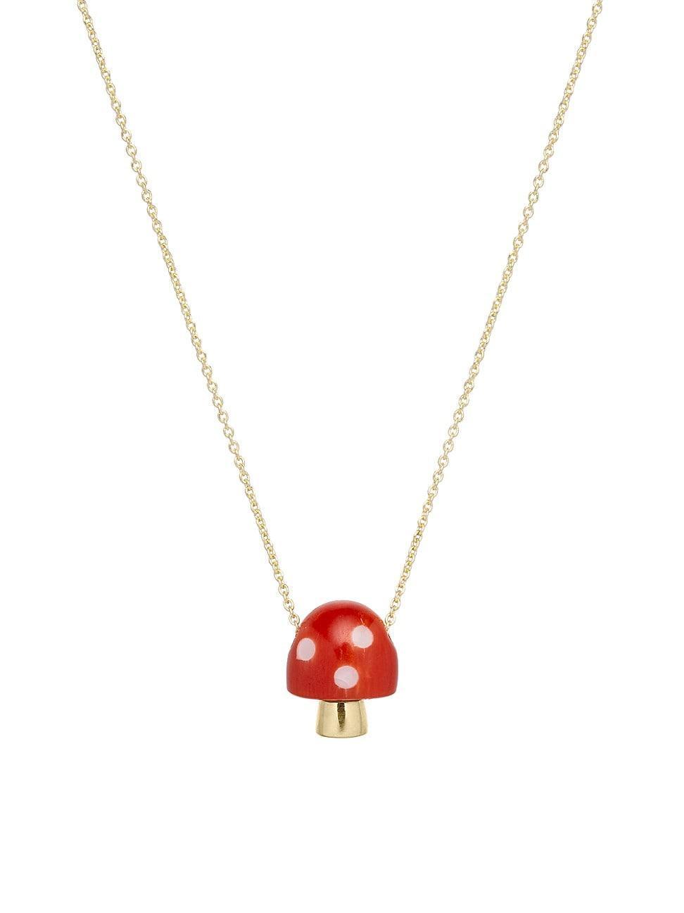 Womens Fruta Fresca 9K Gold & Coral Amanita Necklace Product Image