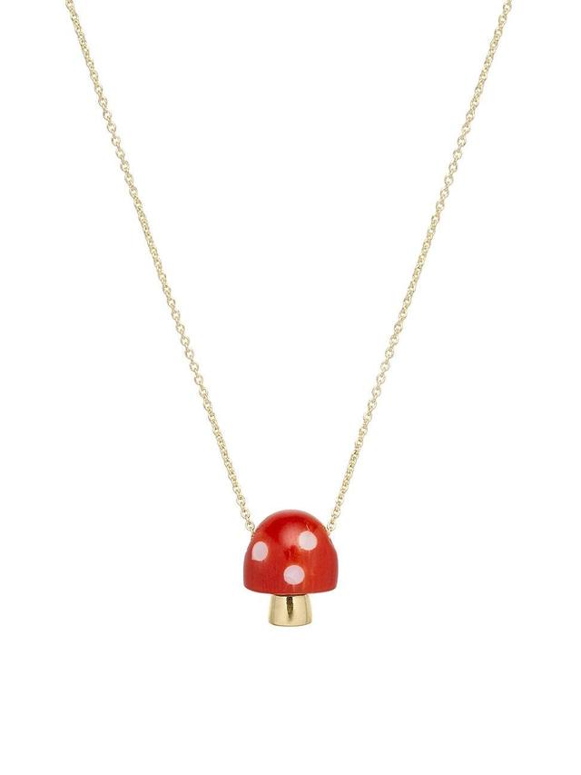 Womens Fruta Fresca 9K Gold & Coral Amanita Necklace Product Image