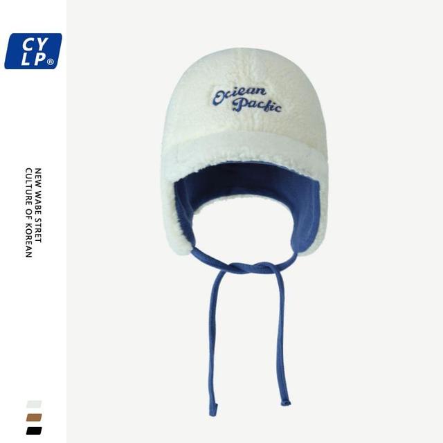 Lettering Embroidered Fleece Earflap Baseball Cap Product Image