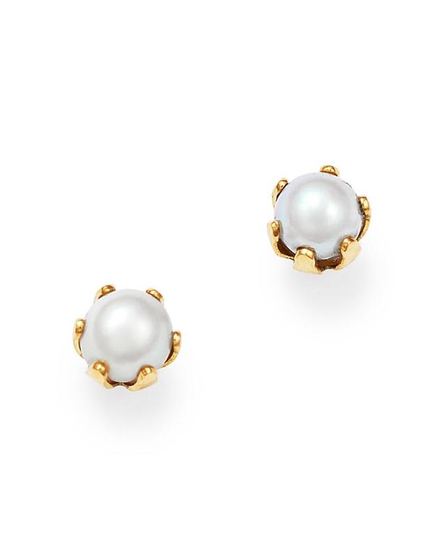 Saks Fifth Avenue Made in Italy Saks Fifth Avenue Women's 14K Yellow Gold & 3MM Round Cultured Pearl Stud Earrings  - female - Size: one-size Product Image