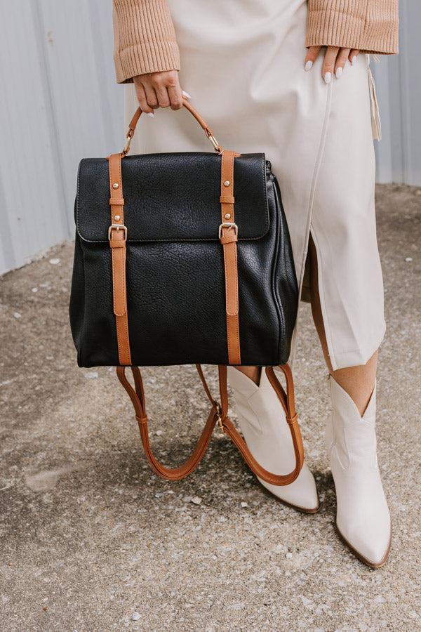 Punctual And Perfect Faux Leather Backpack In Black Product Image