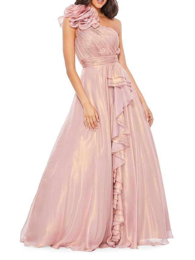 Womens One-Shoulder Chiffon Gown Product Image