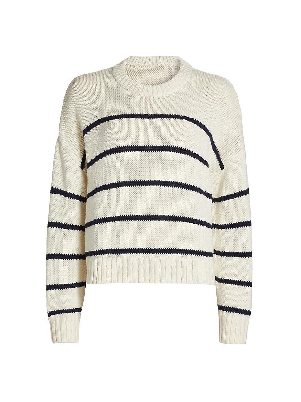 Womens Chloe Striped Cotton Crewneck Sweater Product Image