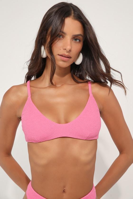 Coastal Cutie Pink Textured Bralette Bikini Top Product Image