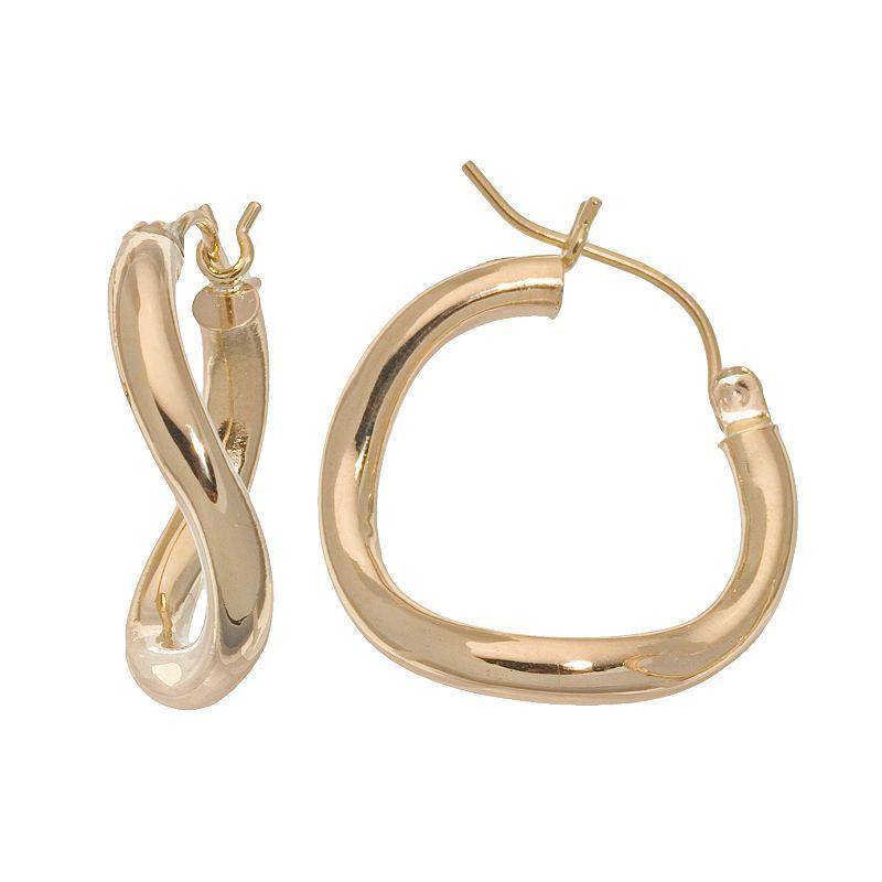 18k Gold Twist Hoop Earrings, Womens Product Image