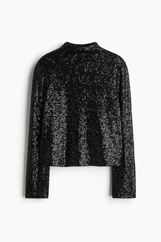 Sequined Mock Turtleneck Top Product Image