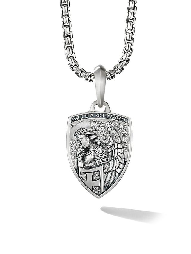 Mens St. Michael Amulet with Pav Diamonds Product Image