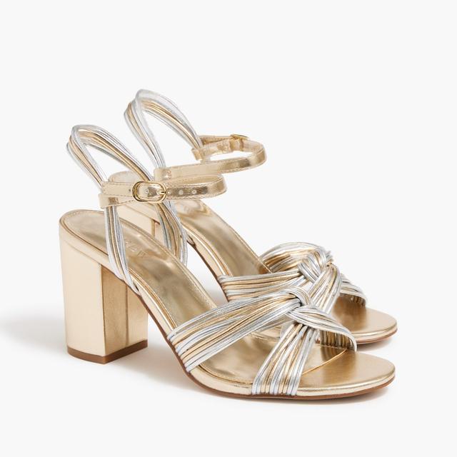 Gold and silver strappy heels Product Image