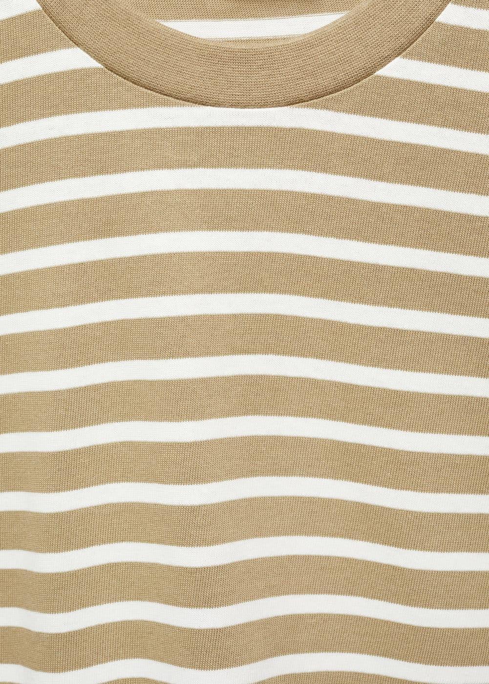 MANGO MAN - Striped cotton T-shirt light/pastel greyMen Product Image