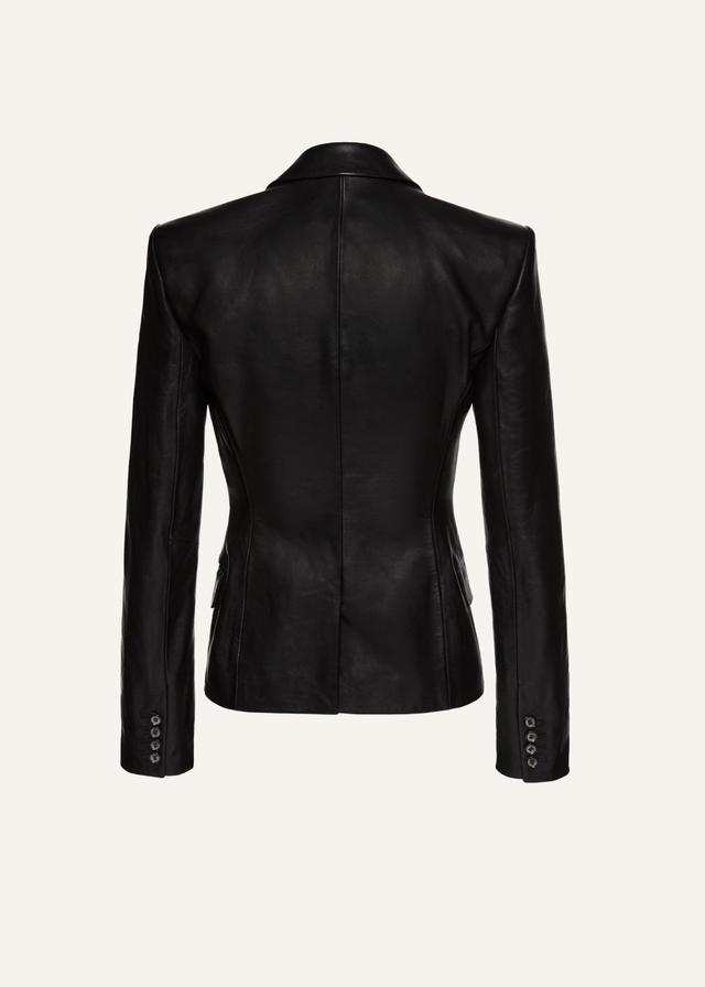 Fitted leather blazer in black Product Image