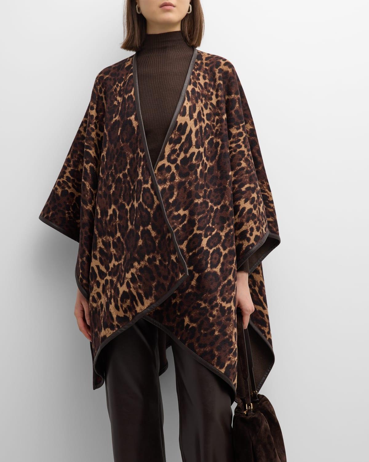 Reversible Jaguar Cashmere & Leather Cape Product Image