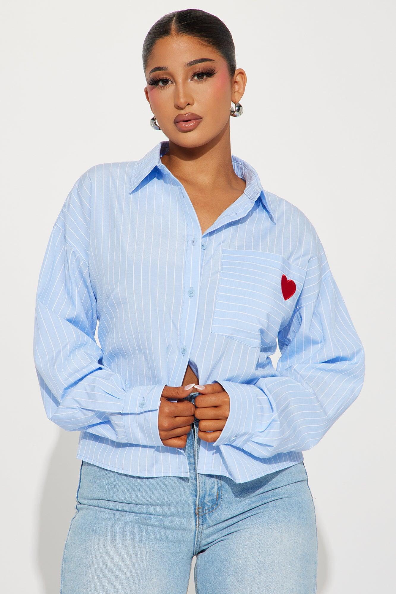 Find Your Love Striped Shirt - White/Blue product image