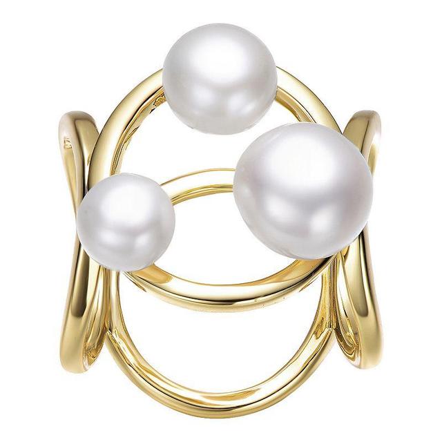 14k Gold Over Silver Freshwater Cultured Pearl Geometric Ring, Womens Yellow Product Image