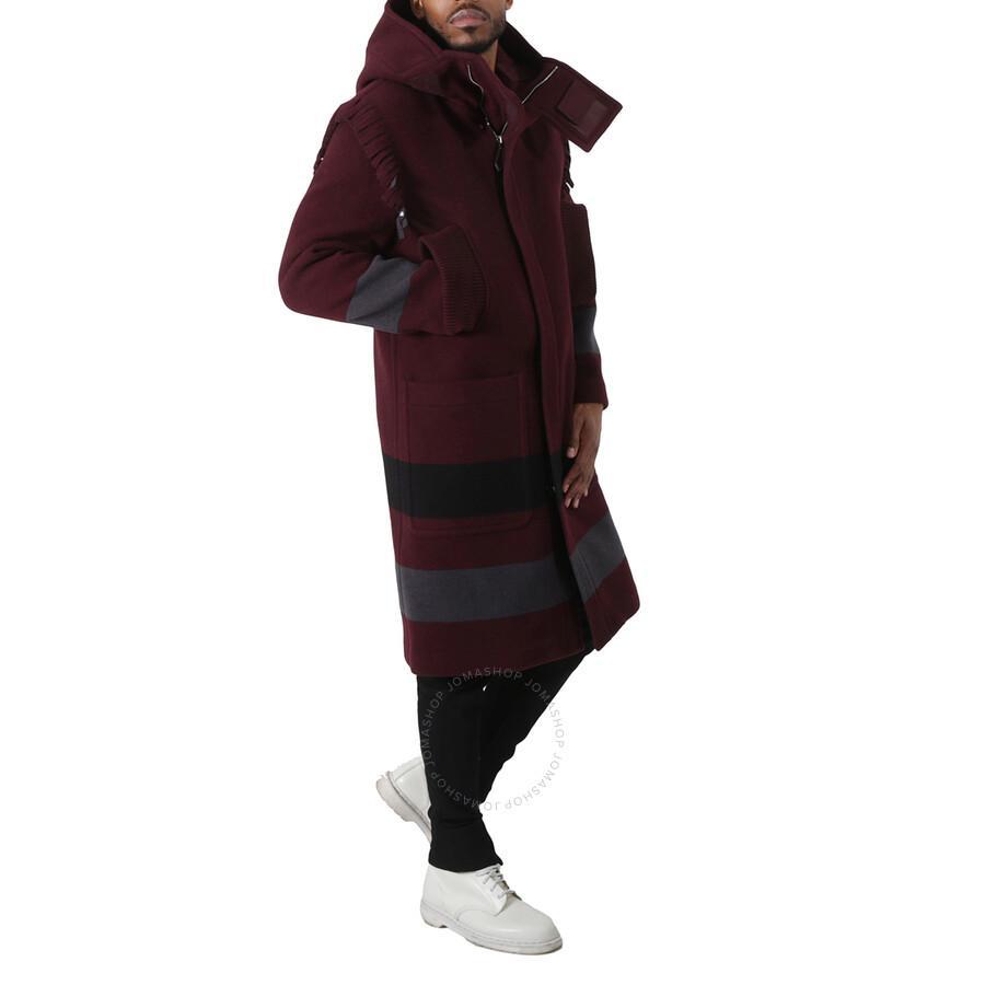 BURBERRY Wool Pocket-detail Duffle Coat In Deep Maroon In Red Product Image