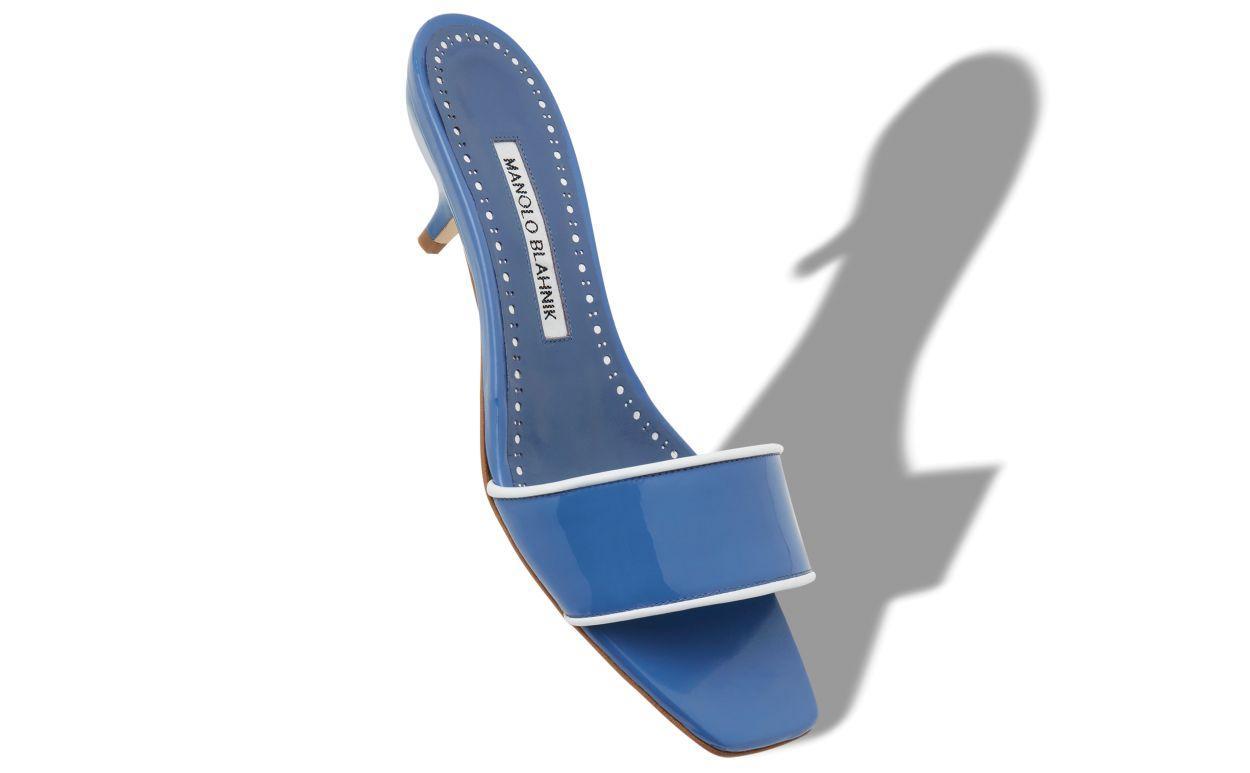 HELAMU Blue Patent Leather Open Toe Mules Product Image