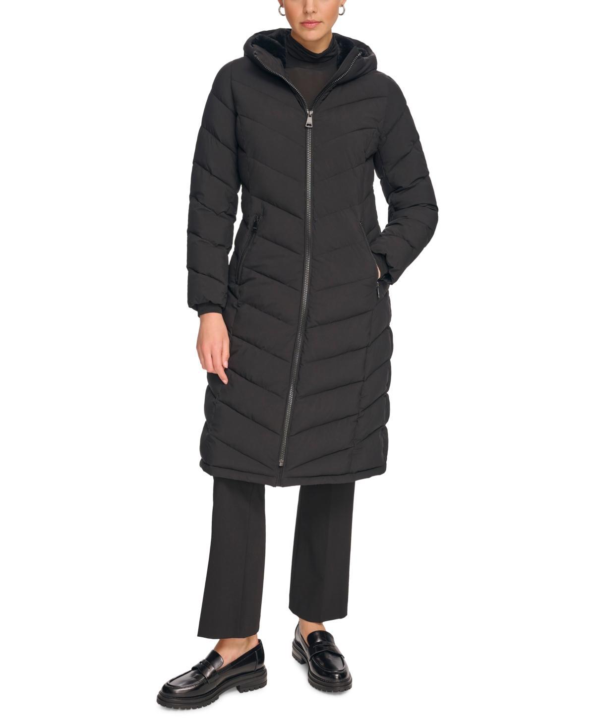 Calvin Klein Womens Stretch Hooded Maxi Puffer Coat Product Image