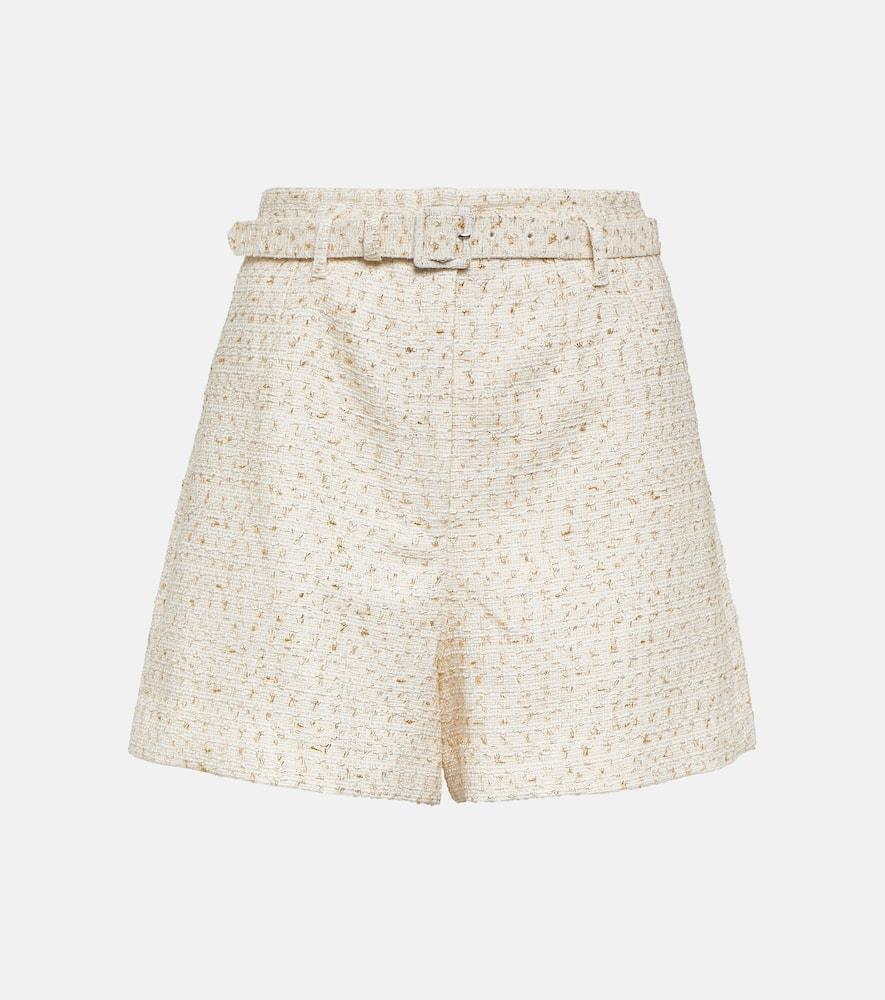 Structured Bouclé Shorts In Cream Product Image