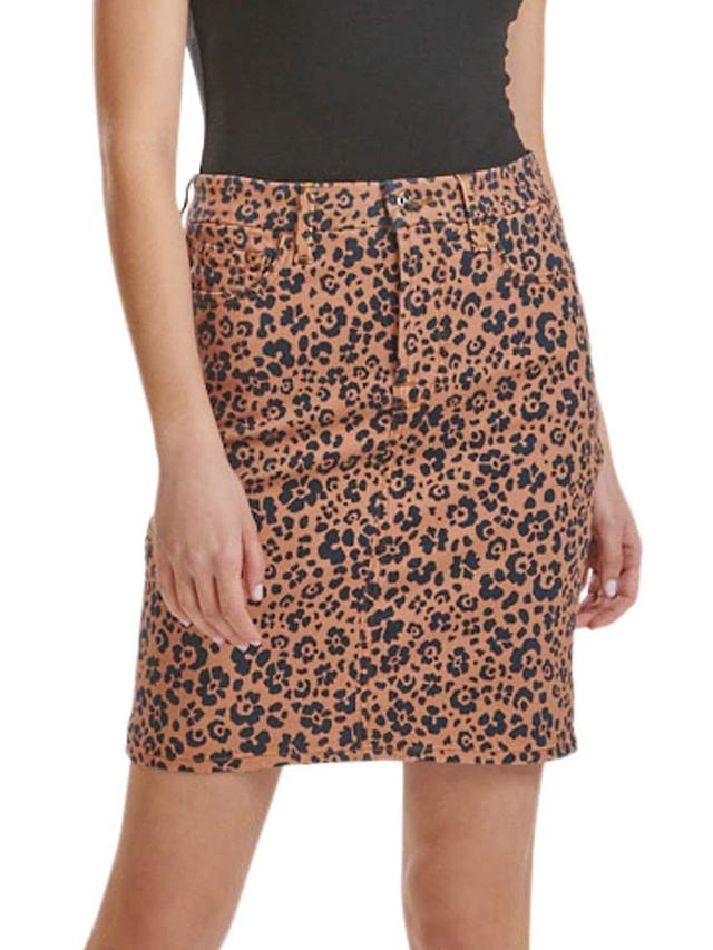 Womens Floral-Printed Denim Pencil Skirt Product Image