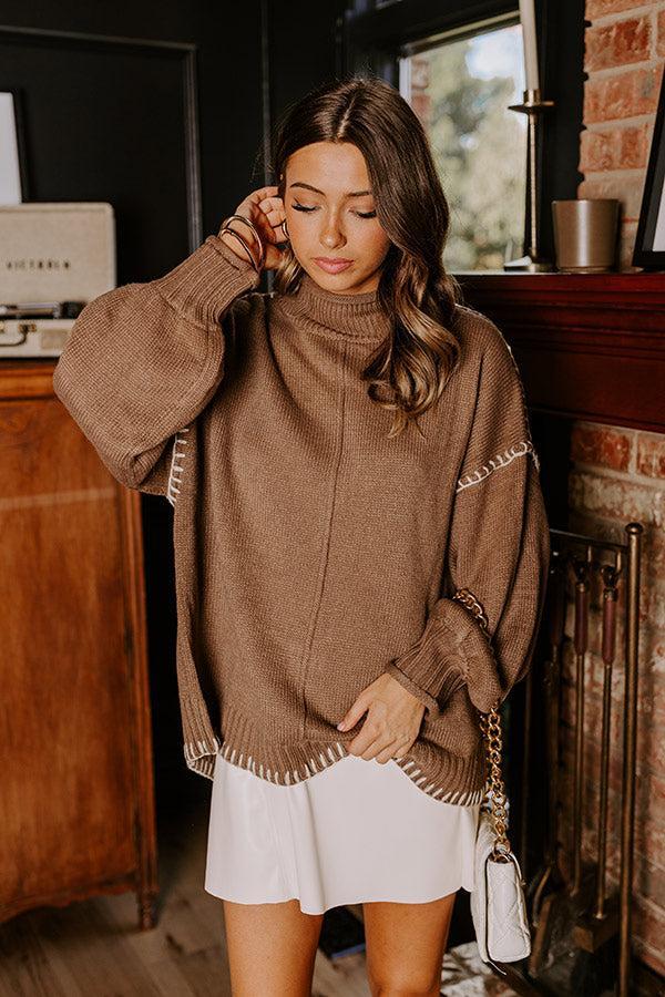 Cuddle Season Knit Sweater in Mocha Product Image