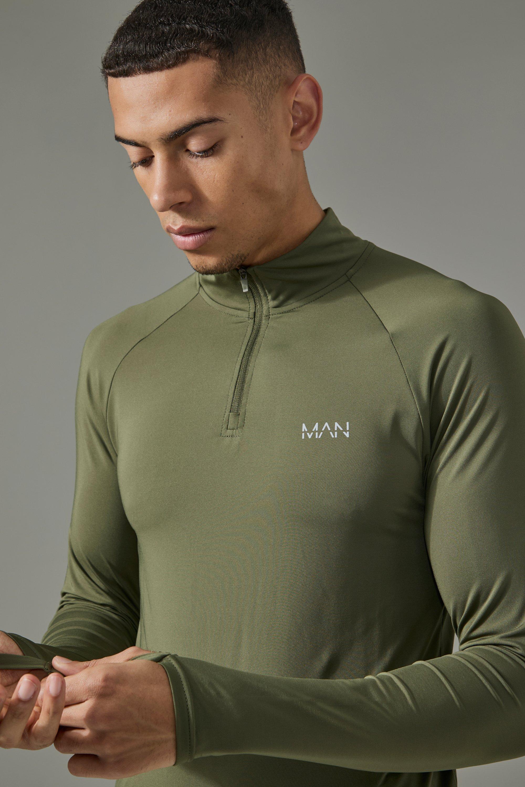 Man Active Raglan Muscle Fit 1/4 Zip Top | boohooMAN USA Product Image