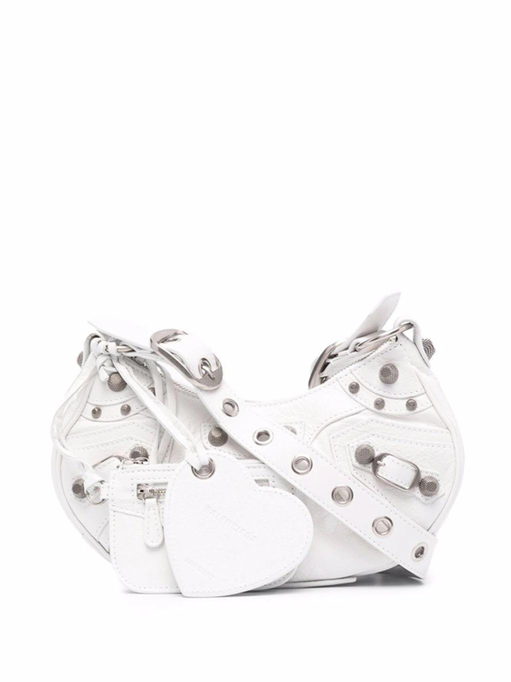 Le Cagole Xs Leather Shoulder Bag In White Product Image