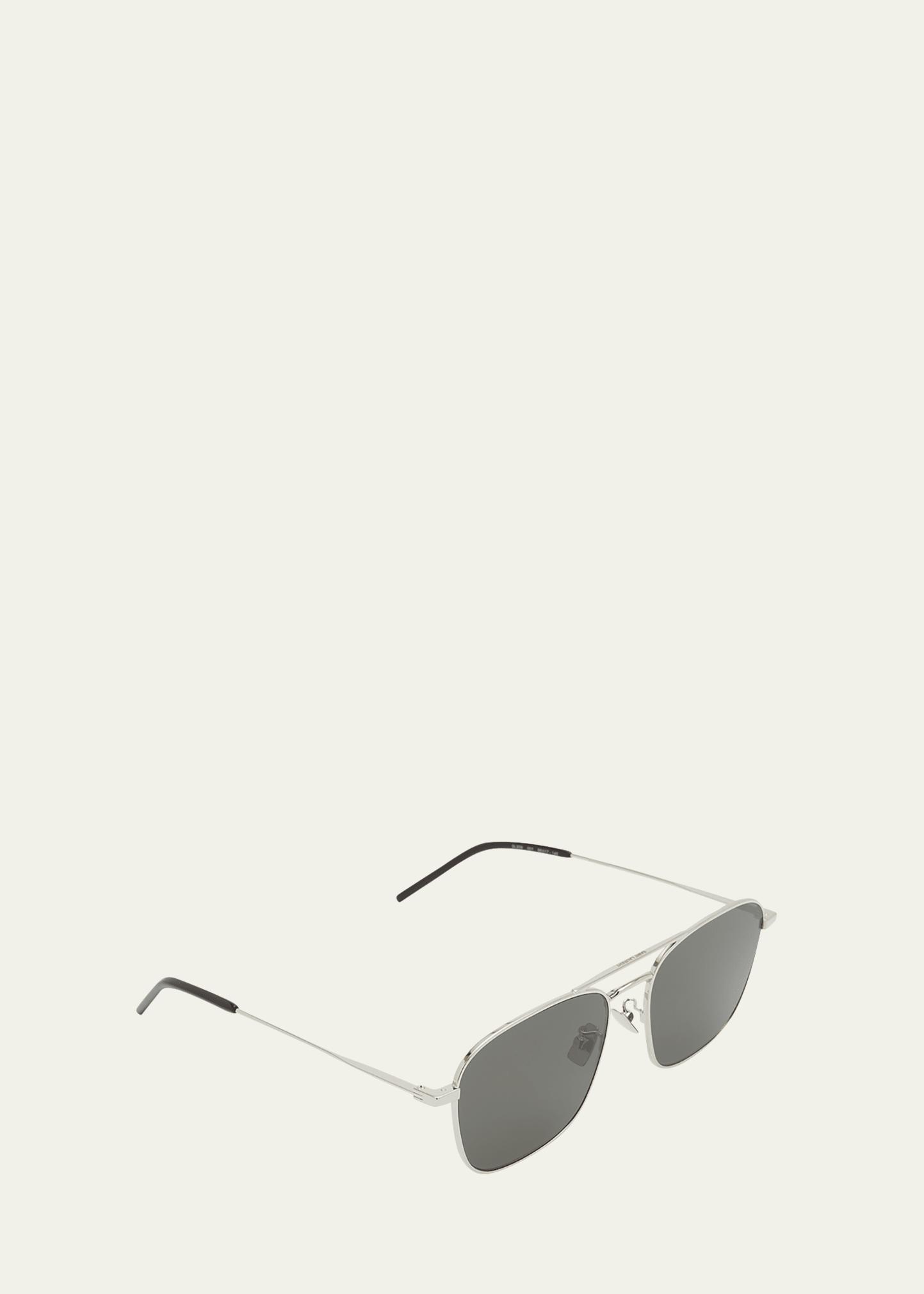 Mens Square Double-Bridge Metal Sunglasses Product Image