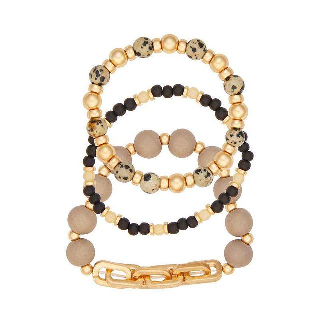 Sonoma Goods For Life Gold Tone Beaded 3-piece Bracelet Set, Womens Product Image