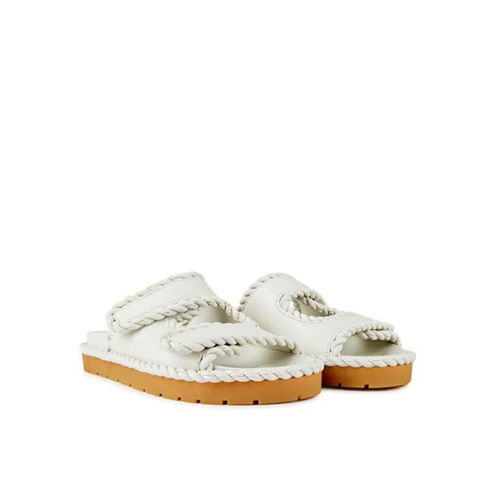 BOTTEGA VENETA Jack Flat Mule Sandals In White Product Image